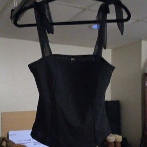SHEIN Black Bustier Tie Front Tank Top